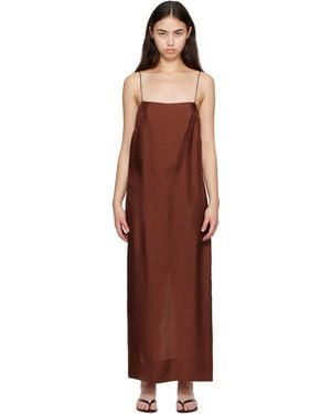 St. Agni 90S Silk Twill Slip Midi Dress - Black