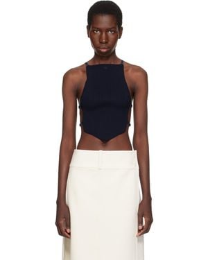 Courreges Lingerie Detail Pointy Tank Top - Black