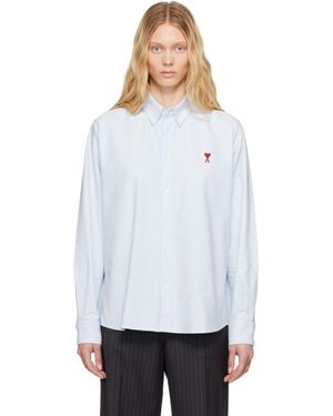 Ami Paris ブルー Ami De Coeur コットン ボタンダウンシャツ - ホワイト