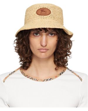 Burberry Knight Stamp Raffia-Effect Bucket Hat - Brown