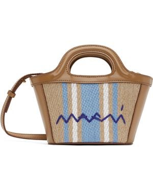 Marni タン＆ブルー マイクロ Raffia-Effect Tropicalia トート