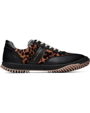 Stella McCartney Baskets Noir Et En Velours À Motif Léopard