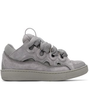 Lanvin Baskets Curb Grises En Suède