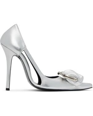 Pushbutton Coin Purse Pointy Heels - White