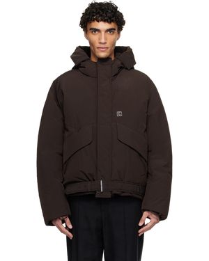 WOOYOUNGMI Blouson Brun Rembourré En Duvet D'Oie À Capuche - Noir