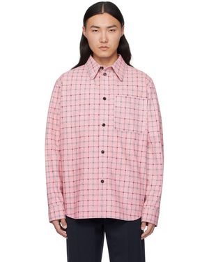 Bottega Veneta Check Print Leather Shirt - Pink