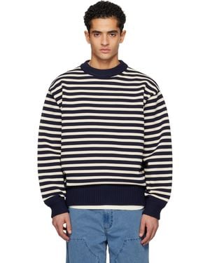 Nanamica Off- Mock Neck Stripe Jumper - Blue