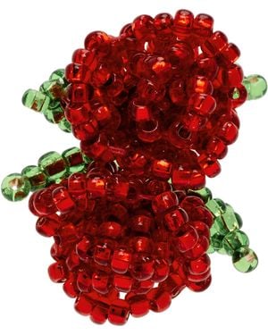 Pura Utz Double Rose Ear Stick Single Earring - Red