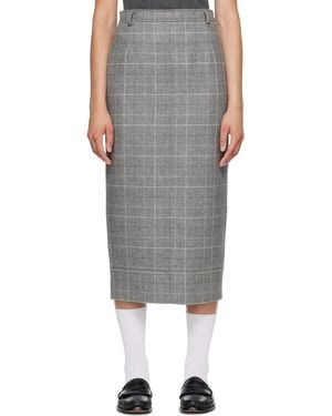 Thom Browne High-Waisted Check Flannel Midi Skirt - Grey