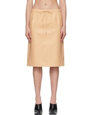 Alaïa Pencil Calfskin Midi Skirt - Natural