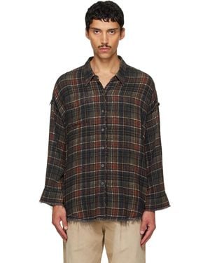R13 Shredded Seam Drop Neck Reversible Shirt - Black