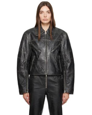 Helmut Lang Black Faded Leather Jacket