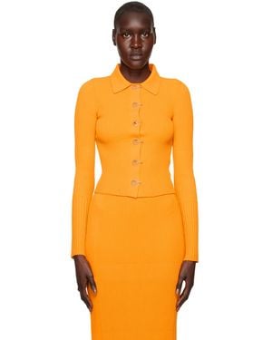 Dion Lee Yellow Gradient Rib Cardigan - Orange