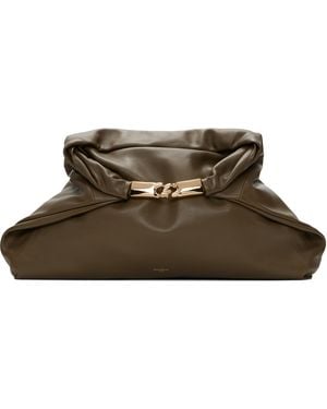 Balmain 'dinner At 8' Medium Smooth Leather Clutch - Green