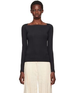 REMAIN Birger Christensen Square Neck Long Sleeve T-Shirt - Black