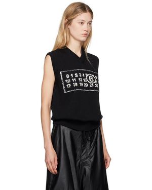 MM6 by Maison Martin Margiela ブラック サテン ラペル ベスト MM6 by Maison Martin Margiela ブラック サテン ラペル ベスト