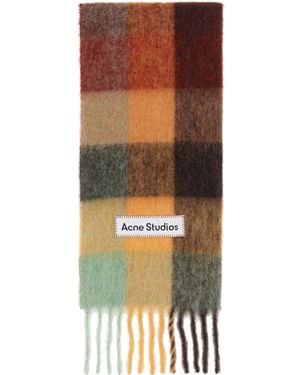 Acne Studios ブラウン＆イエロー モヘア チェック マフラー - マルチカラー