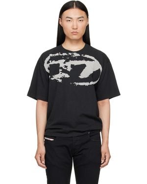 DIESEL Distressed Flocked Logo T-Shirt - Black