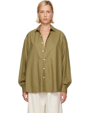 Baserange Chemise Verte En Bourrette De Soie Sauvage
