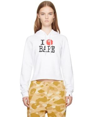 A Bathing Ape Embroidered Fleece Pullover Hoodie - White