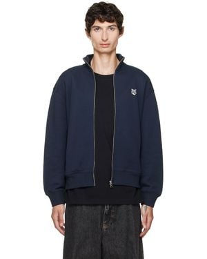Maison Kitsuné Fox Head Zipped Comfort Sweatshirt - Blue