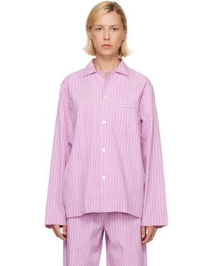 Tekla Poplin Long-Sleeved Pyjama Shirt - Purple