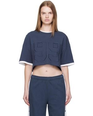 Ksubi '99' Boyfriend Cropped T-Shirt - Blue