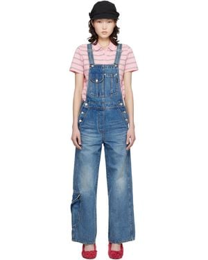 OPEN YY Cargo Pocket Denim Overalls - Black