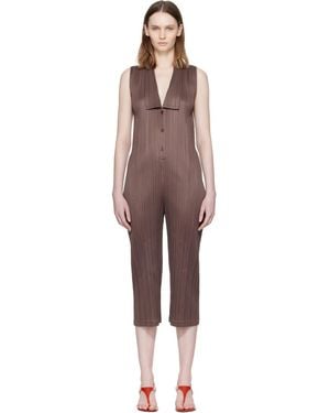 Pleats Please Issey Miyake Loop Bottoms Jumpsuit - Brown