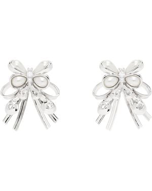 ShuShu/Tong Yvmin Edition Pearl Butterfly Flower Curly Hair Earrings - Black