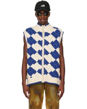 Adererror Gilet Tenit Bleu Et Blanc