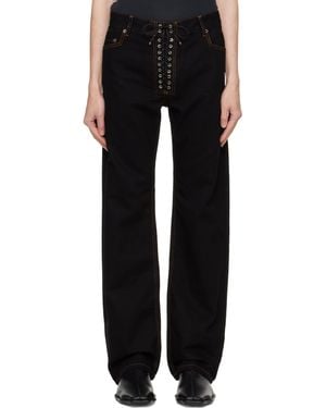 Ludovic de Saint Sernin Straight Legs Lace Up Jeans - Black