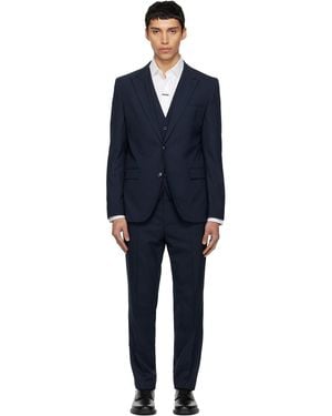 HUGO Three-Piece Extra-Slim-Fit Stretch Dobby Suit - Black
