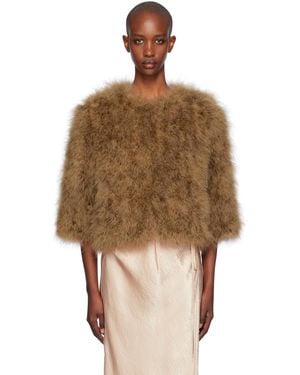 Yves Salomon Cropped Turkey Feather Jacket - Brown