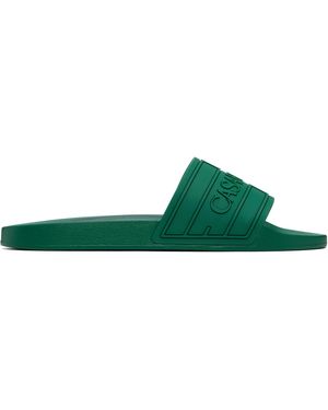 CASABLANCA Embossed-Logo Pool Slides - Green