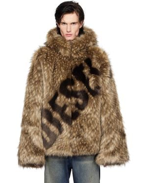 DIESEL W-Mag Faux-Fur Coat - Brown