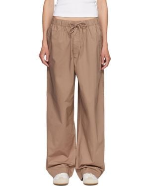 Skims Tan Woven Cotton Oversized Straight Leg Lounge Trousers - Natural