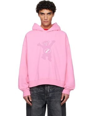we11done Pigment New Teddy Logo Hoodie - Pink