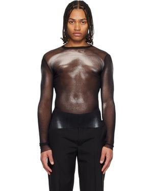 Jean Paul Gaultier Haut Noir Et Blanc À Motif Body Dust Argenté