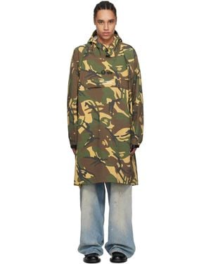Aape By A Bathing Ape Khaki Alpha Industries Edition Camo Hooded Rain Coat - Black