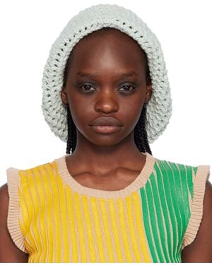 Stanley Raffington Bonnet Bleu Et Blanc Cassé En Crochet Exclusif À Ssense - Neutre