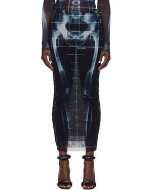 Jean Paul Gaultier ブラック＆ブルー The Squeletor マキシスカート