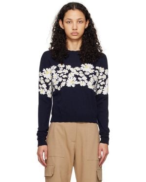 MSGM ネイビー フローラル セーター - ブルー