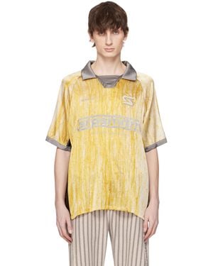 Serapis Drips Silk Football Polo - Yellow