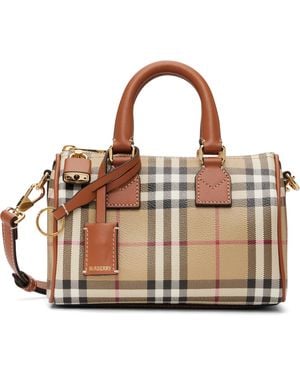 Burberry Mini Check Bowling Bag - Brown
