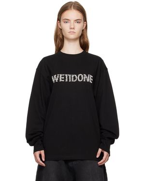 we11done ブラック Pearl Logo 長袖Tシャツ