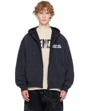 Balenciaga Masking Tape Oversized Zip-Up Hoodie - Blue