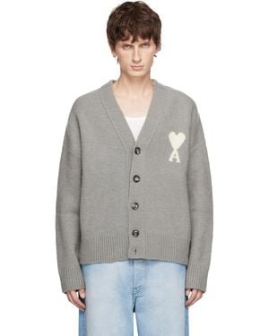 Ami Paris Alpaca Ami De Coeur Cardigan - Grey