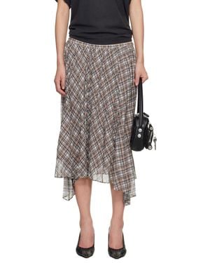 Acne Studios Tan Checked Maxi Skirt - Black