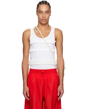 Simone Rocha Débardeur Blanc À Volants - Rouge